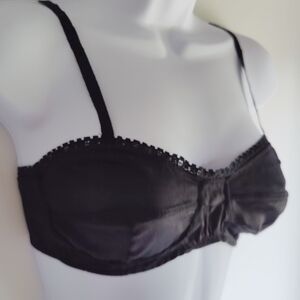 Zinke Black Silk Bralette Top L